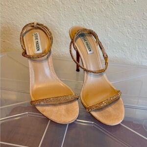 Steve Madden Gold and Tan Embellished Heels